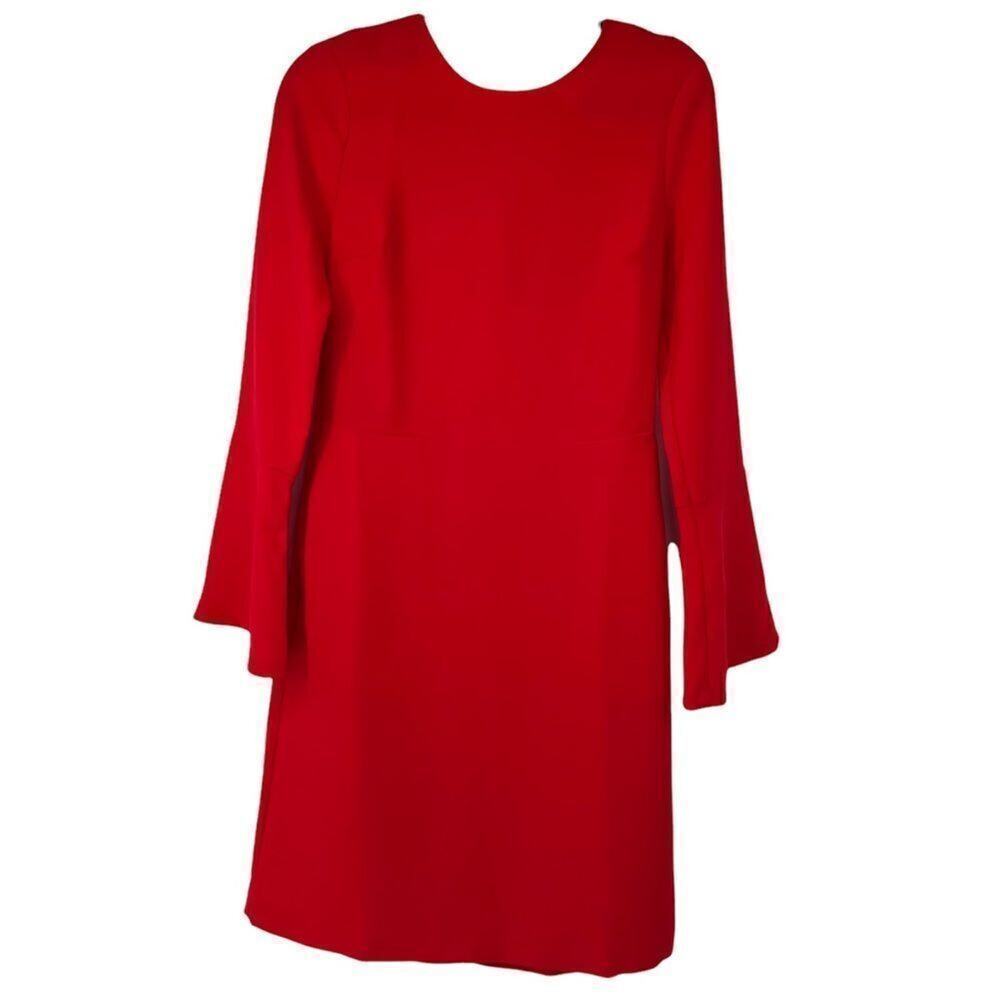 Banana Republic Red Long Bell Sleeve Knee Length‎ Open Back Dress